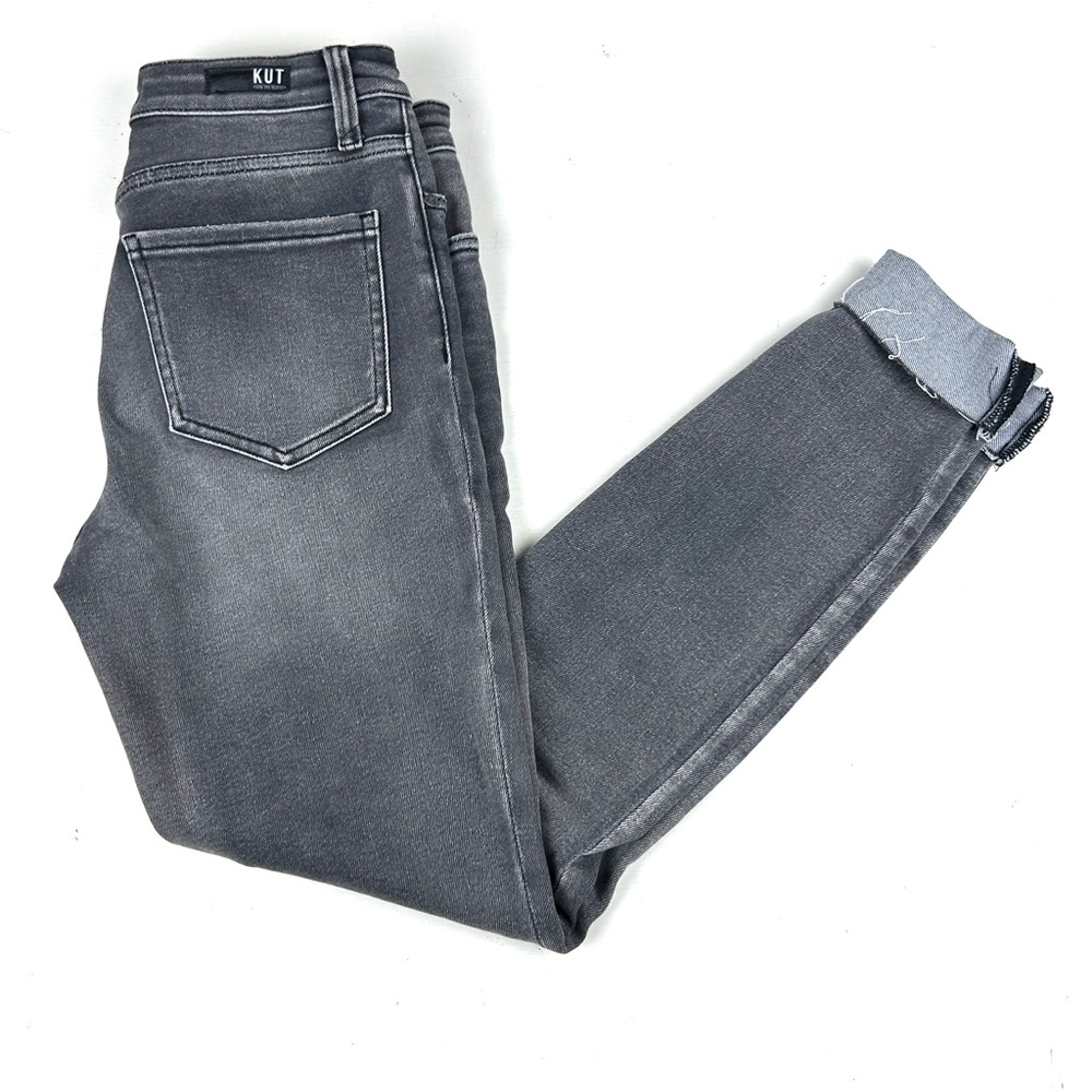 Kut From Kloth Mia Toothpick Skinny Charcoal Gray Denim Jeans Size 4 High Rise